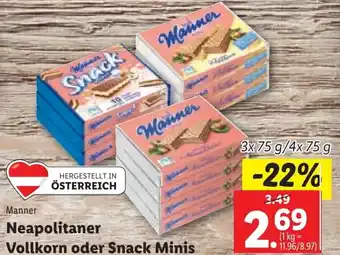 Lidl Manner Neapolitaner Vollkorn oder Snack Minis Angebot