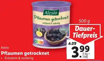 Lidl Alesto Pflaumen getrocknet Entsteint & essfertig 500 g Angebot