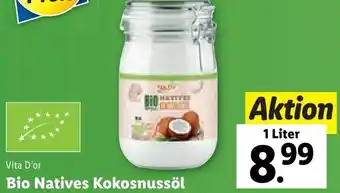 Lidl Vita D'or Bio Natives Kokosnussöl 1 Liter Angebot