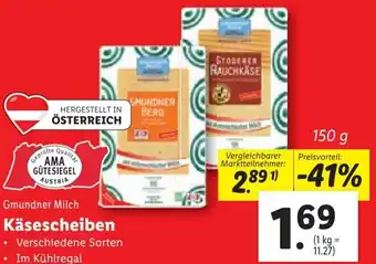 Lidl Gmundner Milch Käsescheiben Verschiedene Sorten Im Kühlregal 150 g Angebot