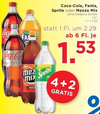 Unimarkt Coca-Cola, Fanta, Sprite oder Mezzo Mix verschiedene Sorten 1,5 L Angebot