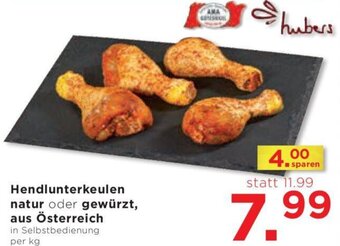 Unimarkt Hendlunterkeulen natur oder gewürzt, aus Österreich in Selbstbedienung per kg Angebot