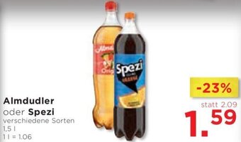 Unimarkt Almdudler oder Spezi verschiedene Sorten 1,5 L Angebot