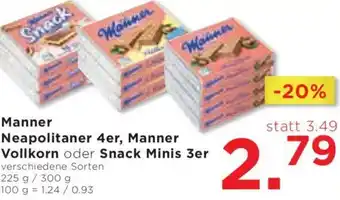 Unimarkt Manner Neapolitaner 4er, Manner Vollkorn oder Snack Minis 3er Angebot