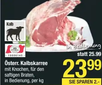 Maximarkt Österr. Kalbskarree mit Knochen, für den saftigen Braten, in Bedienung, per kg Angebot