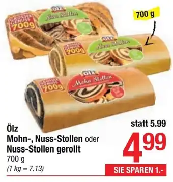 Maximarkt Ölz Mohn-, Nuss-Stollen oder Nuss-Stollen gerollt 700 g Angebot