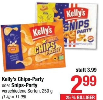 Maximarkt Kelly's Chips-Party oder Snips-Party verschiedene Sorten, 250 g Angebot