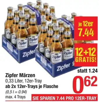 Maximarkt Zipfer Märzen 0,33 Liter, 12er-Tray ab 2x 12er-Trays je Flasche Angebot