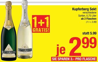 Maximarkt Kupferberg Sekt verschiedene Sorten, 0,75 Liter ab 2 Flaschen Angebot