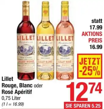 Maximarkt Lillet Rouge, Blanc oder Rosé Apéritif 0,75 Liter Angebot