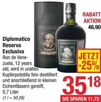 Maximarkt Diplomatico Reserva Exclusiva 0,7 Liter Angebot