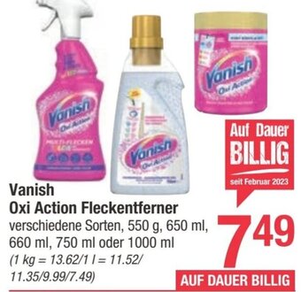 Maximarkt Vanish Oxi Action Fleckentferner verschiedene Sorten, 550 g, 650 ml, 660 ml, 750 ml oder 1000 ml Angebot