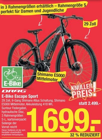 Maximarkt DRAG E-Bike Escape Sport Angebot