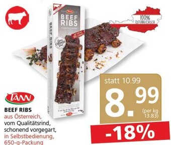 SPAR Gourmet BEEF RIBS aus Österreich, vom Qualitätsrind, schonend vorgegart, in Selbstbedienung, 650-g-Packung Angebot
