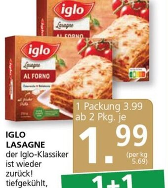 SPAR Gourmet IGLO LASAGNE der Iglo-Klassiker ist wieder zurück! tiefgekühlt, 350-g-Pkg. Angebot