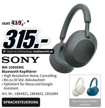 Media Markt SONY WH-1000XM5 Bluetooth Kopfhörer Angebot
