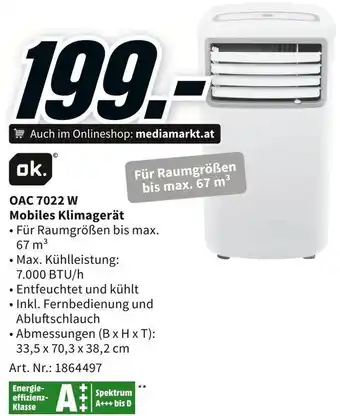 ok. OAC 7022 W Mobiles Klimagerät