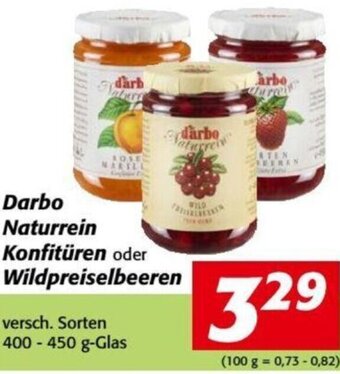 Nah&Frisch Darbo Naturrein Konfitüren oder Wildpreiselbeeren versch. Sorten 400-450 g-Glas Angebot