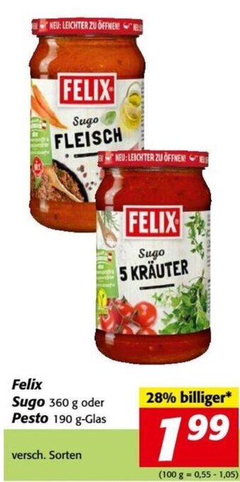 Nah&Frisch Felix Sugo 360 g oder Pesto 190 g-Glas Angebot