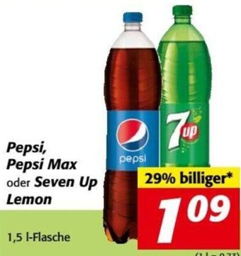 Nah&Frisch Pepsi, Pepsi Max oder Seven Up Lemon 1,5 l-Flasche Angebot