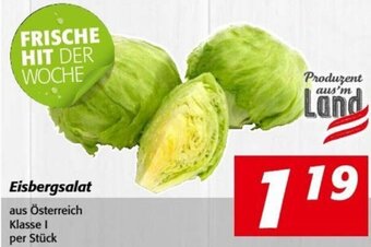 Nah&Frisch Eisbergsalat aus Österreich Klasse I per Stück Angebot