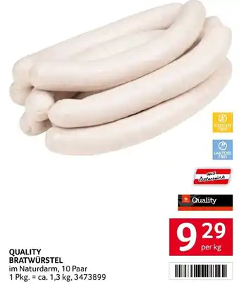 Transgourmet QUALITY BRATWÜRSTEL im Naturdarm, 10 Paar per kg Angebot