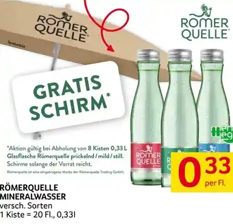 Transgourmet RÖMERQUELLE MINERALWASSER versch. Sorten per Fl. Angebot