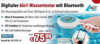 Pearl Digitaler 6in1-Wassertester mit Bluetooth Angebot