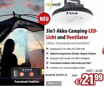 Pearl 3in1-Akku-Camping-LED-Licht und Ventilator Angebot