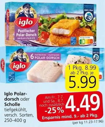 Spar Iglo Polar-dorsch oder Scholle tiefgekühlt, versch. Sorten, 250-400 g Angebot