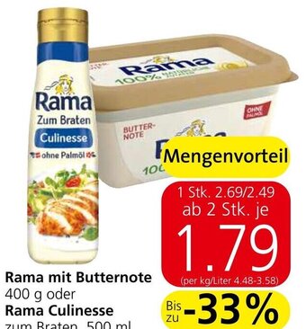Spar Rama mit Butternote 400 g oder Rama Culinesse zum Braten, 500 ml Angebot