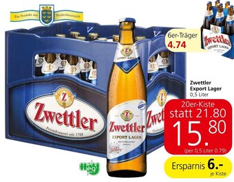 Spar Zwettler Export Lager 0,5 Liter Angebot