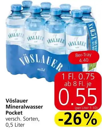 Spar Vöslauer Mineralwasser Pocket versch. Sorten, 0,5 Liter Angebot