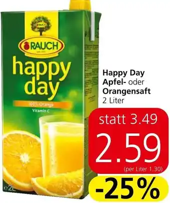 Spar Happy Day Apfel- oder Orangensaft 2 Liter Angebot