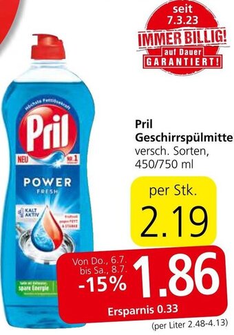 Spar Pril Geschirrspülmittel versch. Sorten, 450/750 ml Angebot
