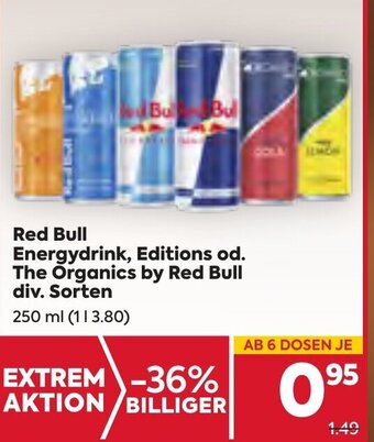 Billa Red Bull Energydrink, Editions od. The Organics by Red Bull div. Sorten 250 ml Angebot