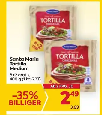 Billa Santa Maria Tortilla Medium 8+2 gratis Angebot