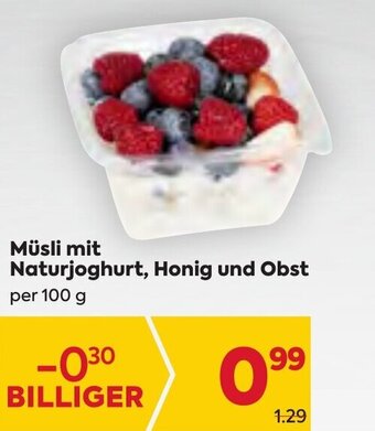 Billa Müsli mit Naturjoghurt, Honig und Obst per 100 g Angebot