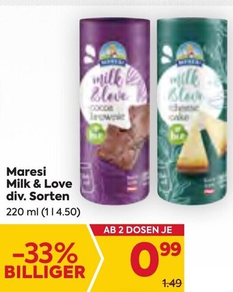 Billa Maresi Milk & Love div. Sorten 220 ml Angebot