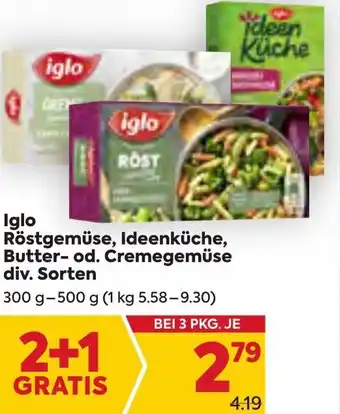 Billa Iglo Röstgemüse, Ideenküche, Butter- od. Cremegemüse div. Sorten 300 g- 500 g Angebot