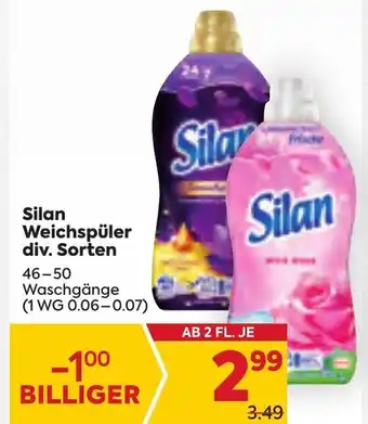 Billa Silan Weichspüler div. Sorten 46-50 Waschgänge (1 WG 0.06-0.07) Angebot