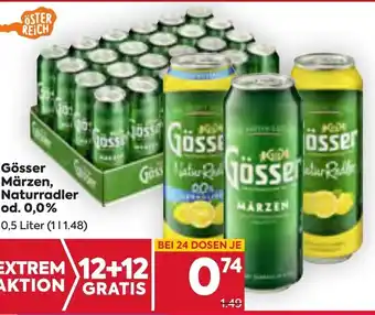 Billa Gösser Märzen, Naturradler od. 0,0% 0,5 Liter (111.48) Angebot