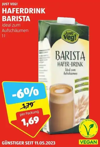 Hofer JUST VEG! HAFERDRINK BARISTA 1 L Angebot
