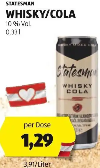Hofer STATESMAN WHISKY/COLA 10% Vol. 0,33 L Angebot