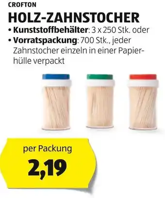 Hofer CROFTON HOLZ-ZAHNSTOCHER per Packung Angebot