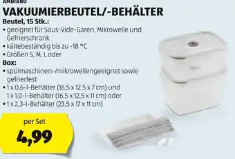Hofer AMBIANO VAKUUMIERBEUTEL/-BEHÄLTER per Set Angebot