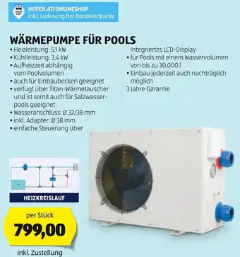Hofer WÄRMEPUMPE FÜR POOLS per Stück Angebot