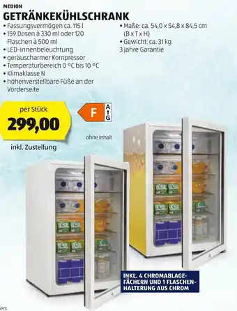 Hofer MEDION GETRÄNKEKÜHLSCHRANK per Stück Angebot