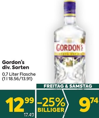 Billa Gordon's div. Sorten 0,7 Liter Flasche Angebot