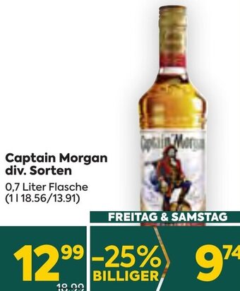 Billa Captain Morgan div. Sorten 0,7 Liter Flasche Angebot